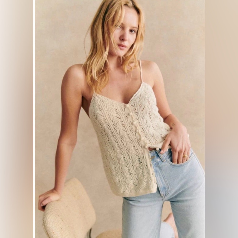 Sezane Francisco knit top in cream